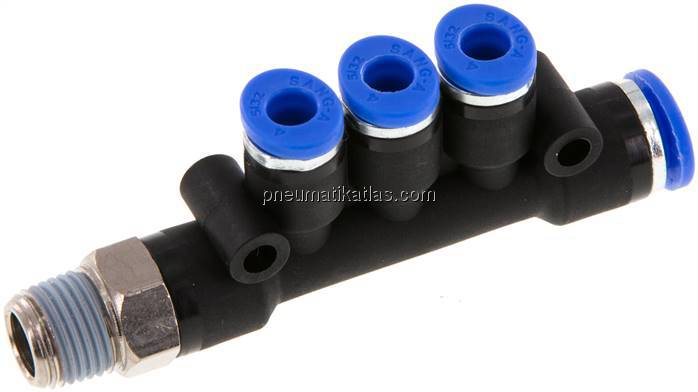 Steckanschluss-Mehrfachvert. R 1/8"-6mm-4mm, IQS-Standard