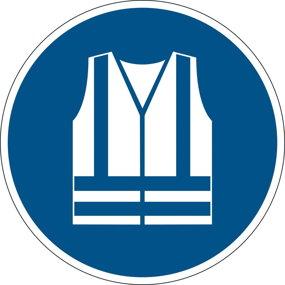 Sicherheitskennzeichen Warnweste benutzen D 430 mm, selbstklebend