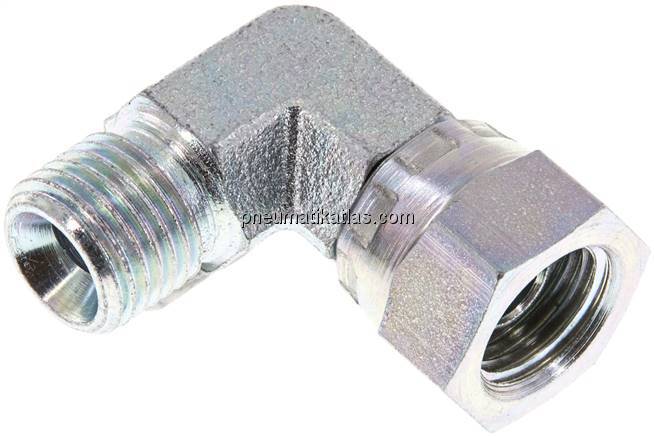 90°-Einschraubwinkel, 60°-Kegel, G 1/4", Stahl verzinkt