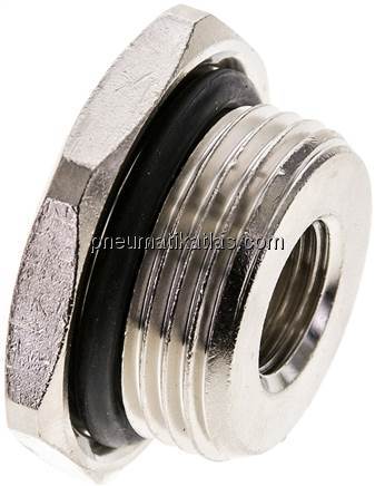 Reduziernippel G 3/4"(AG)-G 1/4"(IG), Messing vernickelt (Elastomerabdichtung)