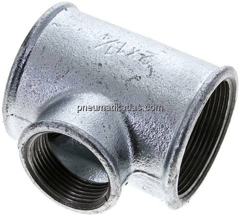 T-Stück Rp 2"-Rp 1-1/4"-Rp 2" (IG), Temperguss verzinkt