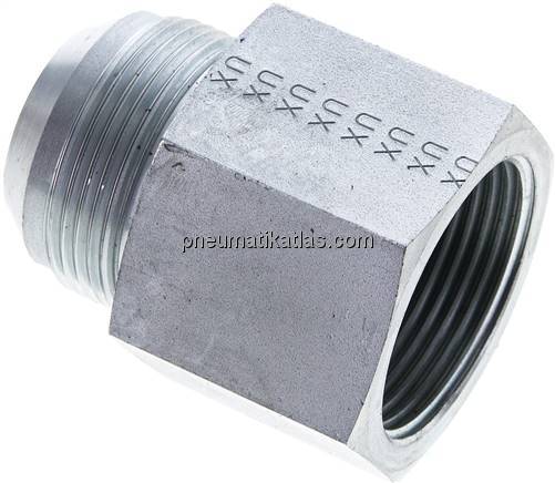 Reduziernippel UN 1-5/8"-12(JIC-AG)-G 1-1/4"(IG), Stahl verzinkt