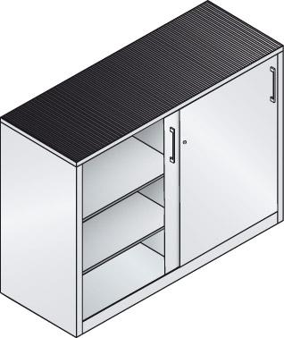 Schiebetürenschrank B1600xT600xH1000 mm RAL 7035, 4 Fachböden mit Mitteltrennwand CP
