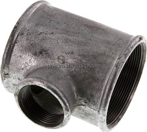 T-Stück Rp 3"-Rp 1-1/2"-Rp 3" (IG), Temperguss verzinkt