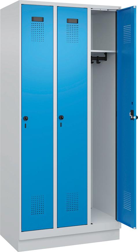 Spind Evolo PLUS 3 Abteile H1950xB900xT500mm RAL7035/RAL5012 /S/7035