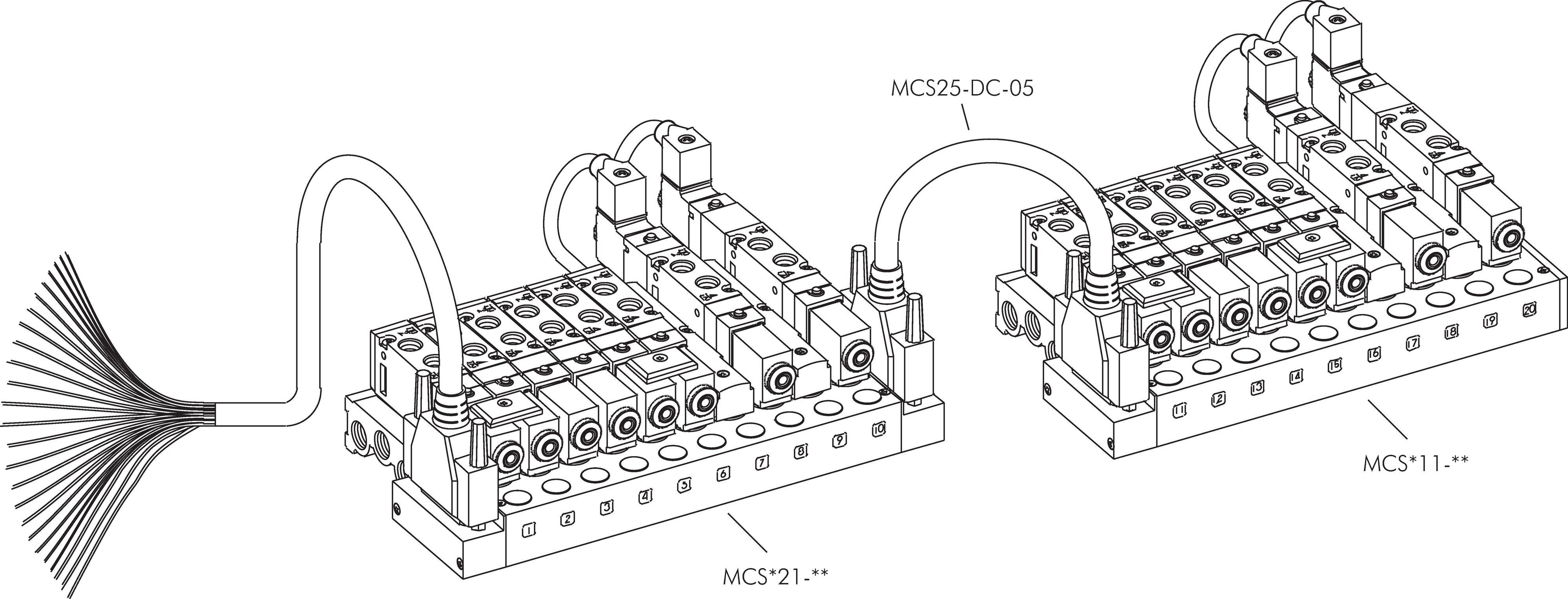 Zeichnung: komplett aufgebautes Ventilterminal