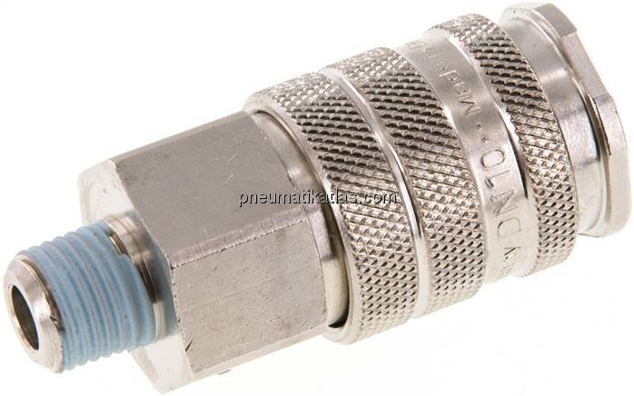 Kupplungsdose (NW10) R 1/4"(AG), Messing vernickelt