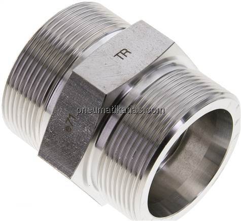 Gerade Schneidringverschraubung 38 S (M52x2), ohne Mutter & Schneidring, 1.4571