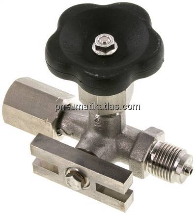 Manometer-Absperrventil G 1/2" Spannmuffe - Zapfen,1.4571