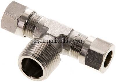 T-Schneidringverschraubung R 3/8"-8 LL (M12x1), Messing vernickelt