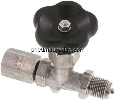 Manometer-Absperrventil G 1/2" Spannmuffe - Zapfen,1.4571