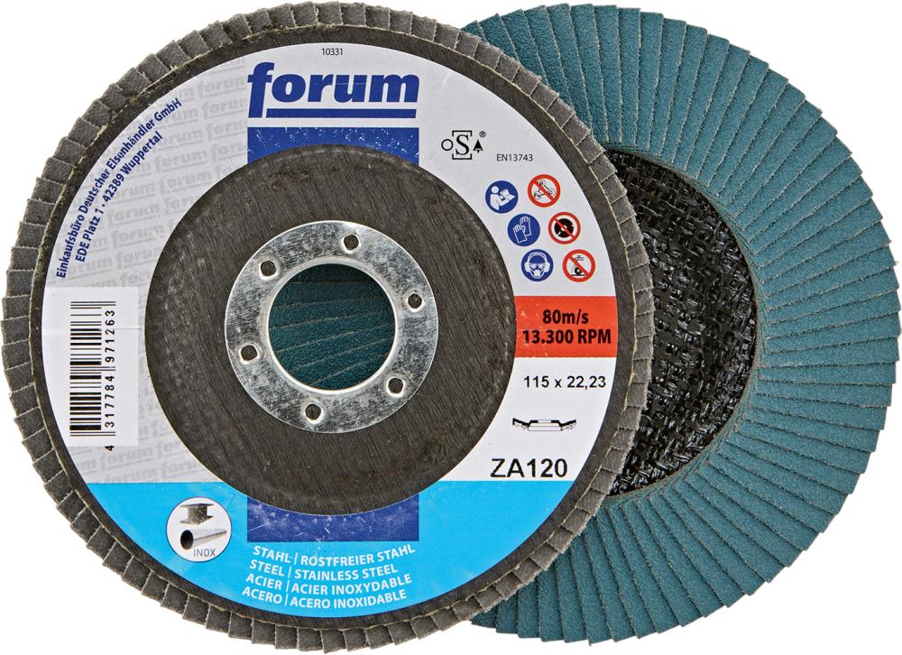 Fächerschleifscheibe 115mm, gewölbt, ZK 120 FORUM
