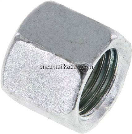 Überwurfmutter DN4, G 1/4", Bohrung 7,5mm, Stahl verz.