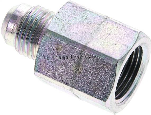 Reduziernippel UNF 9/16"-18(JIC-AG)-G 3/8"(IG), Stahl verzinkt