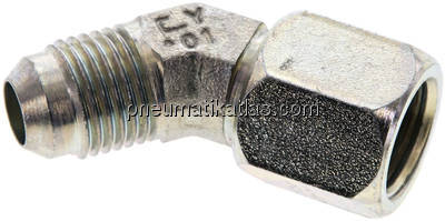 45°-Einschraubwinkel, UNF 9/16"-18 (JIC), Stahl verzinkt