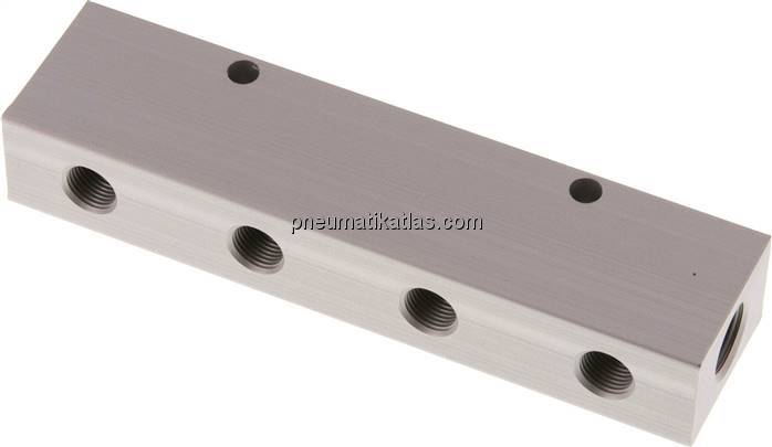 Verteilerleiste 2x G 1/4"-8x G 1/8", Aluminium eloxiert