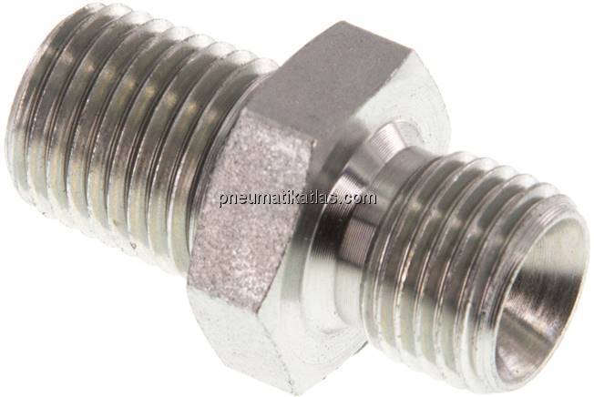 Hochdruck-Doppelnippel G 1/4"-NPT 1/4", Stahl verzinkt