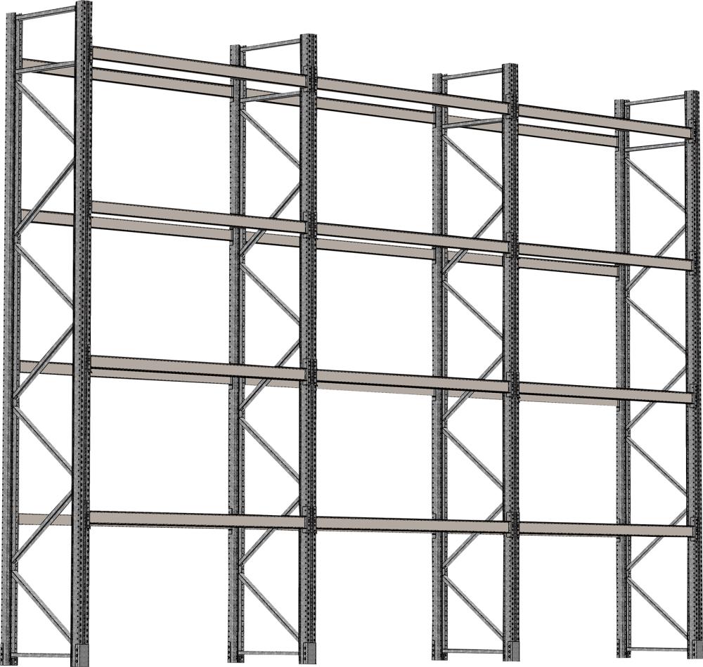 Palettenregal verzinkt 3 Felder á 1825 mm H 6000xT 1100mm 24 Holme 2000 kg