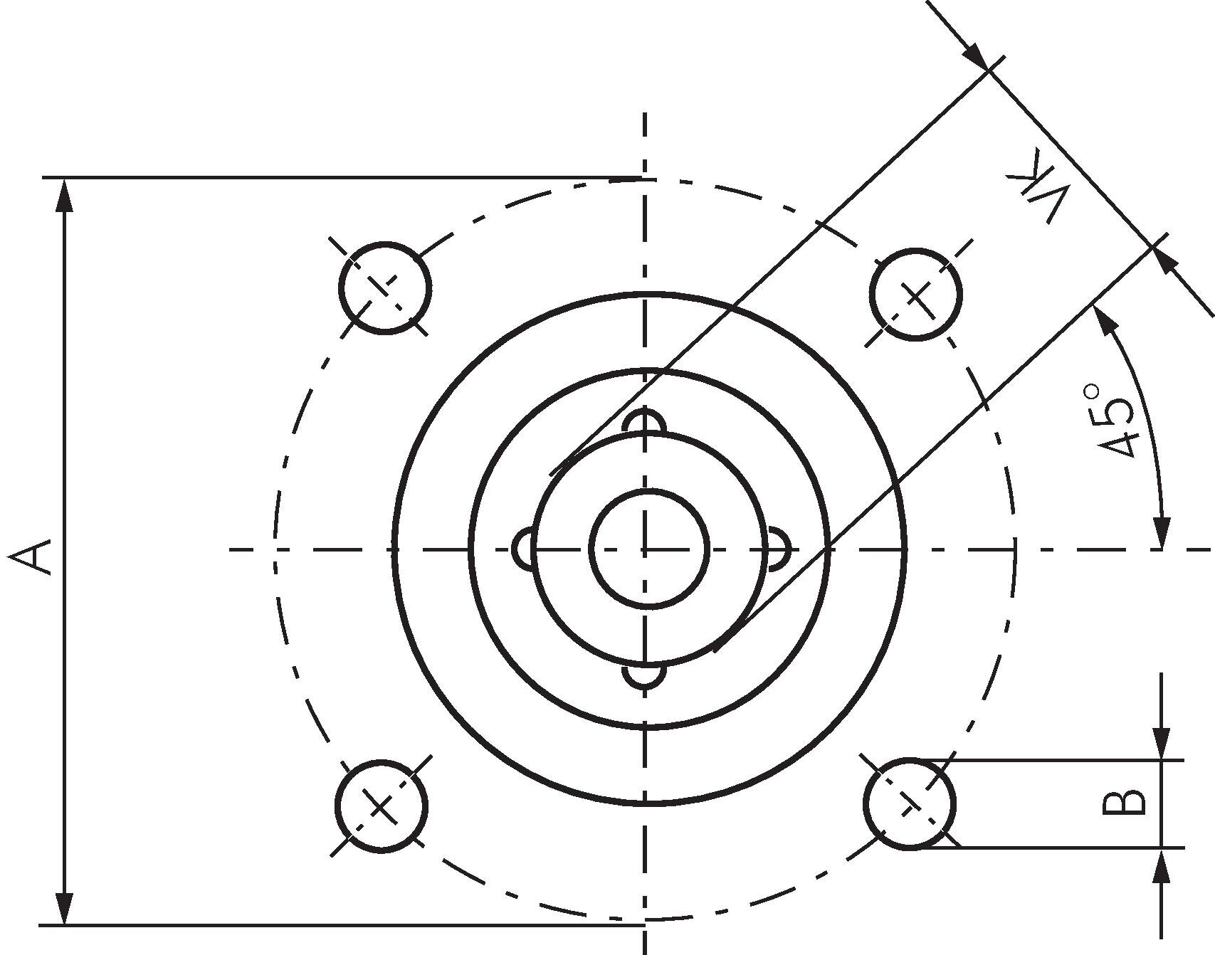 Zeichnung: Anschlussbild ISO 5211
