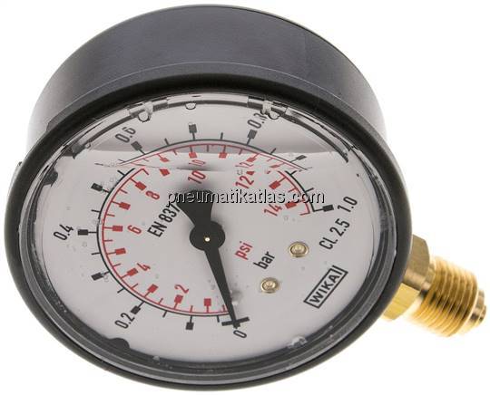 Glycerin-Manometer senkrecht (KU/Ms), 63mm, 0 - 1 bar