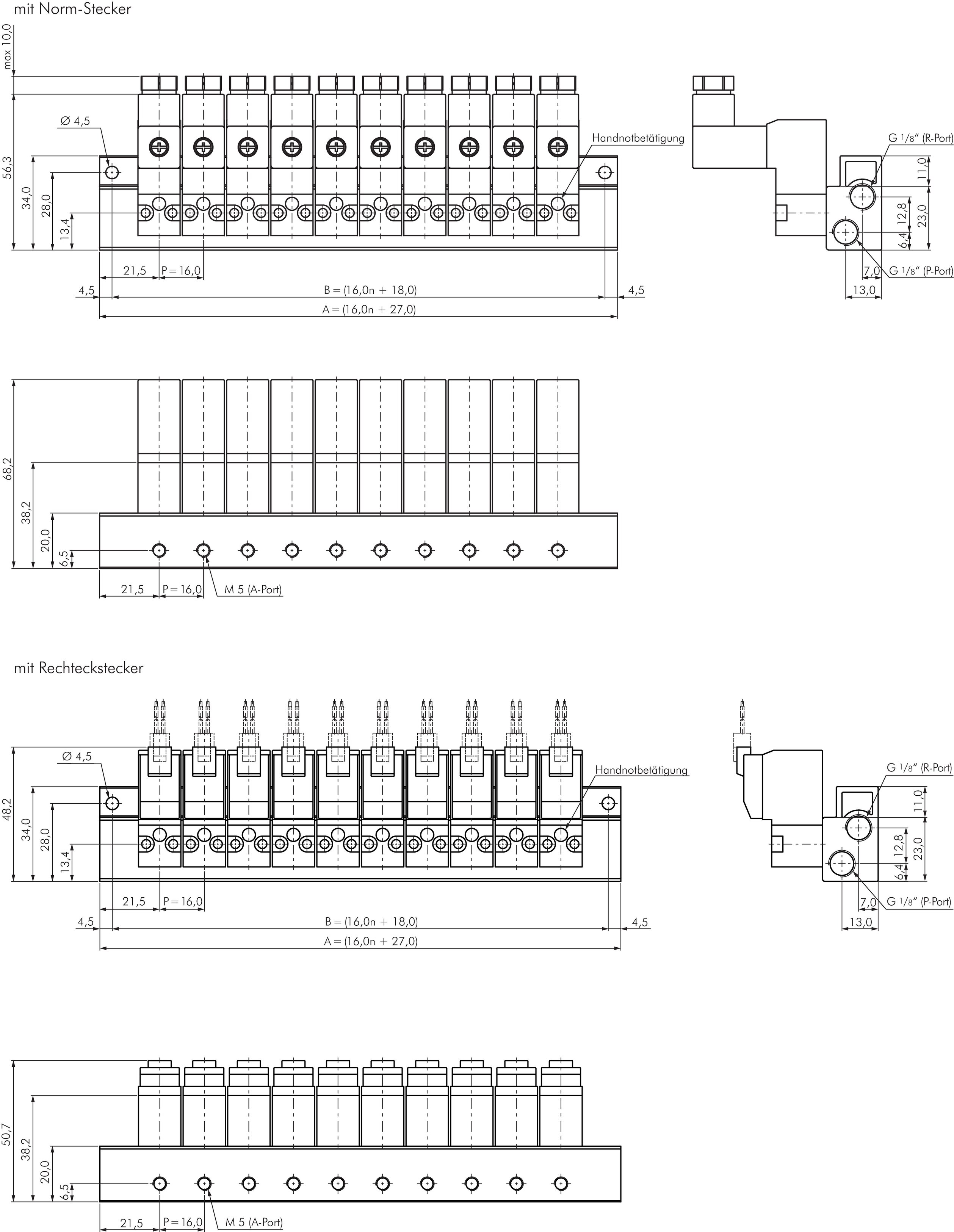 Zeichnung: Mehrfachanschlussplatte