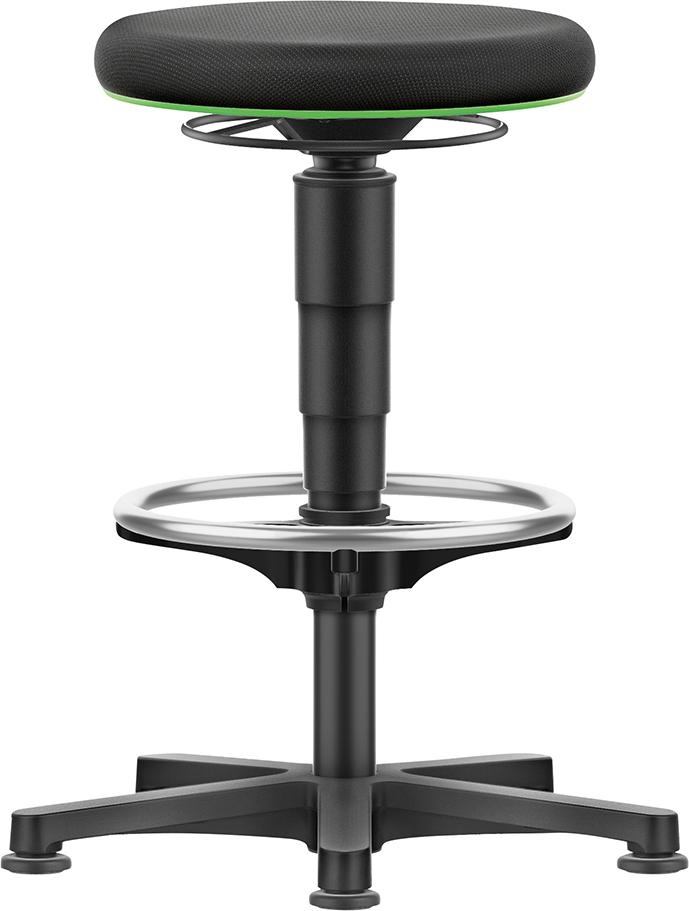 Drehhocker Stoffsitz Sitzhöhe 530 - 750 mm mit Gleiter und Fußring
