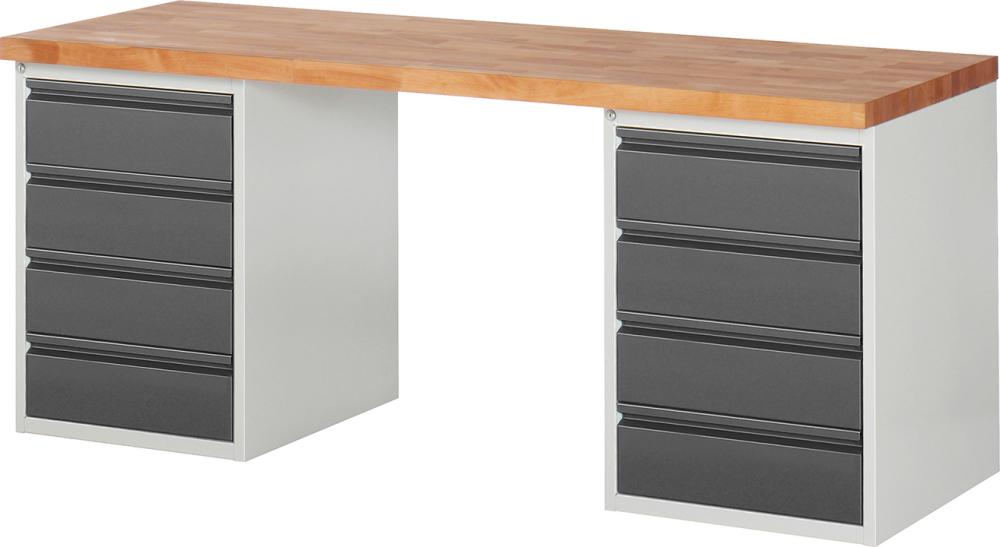 Werkbank Serie Basic 7 Modell 7509-3 B2000xT700xH840mm RAL7035/7016