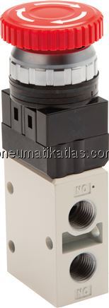 Exemplarische Darstellung: 3/2-Wege Not-Aus-Taster