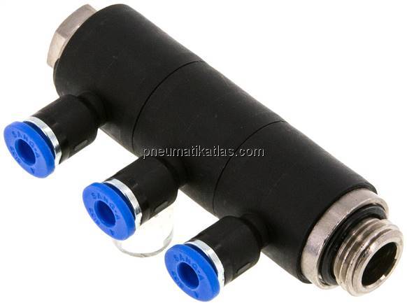 Steck-Mehrfachverteiler, 3-fach G 1/4"-4mm, IQS-Standard