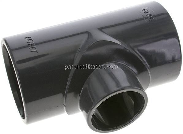 Klebemuffen-T-Stück, reduziert, PVC-U, 90x63x90mm