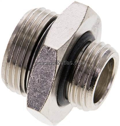 Doppelnippel G 3/4"-G 1/2", Messing vernickelt (Elastomerdichtung)