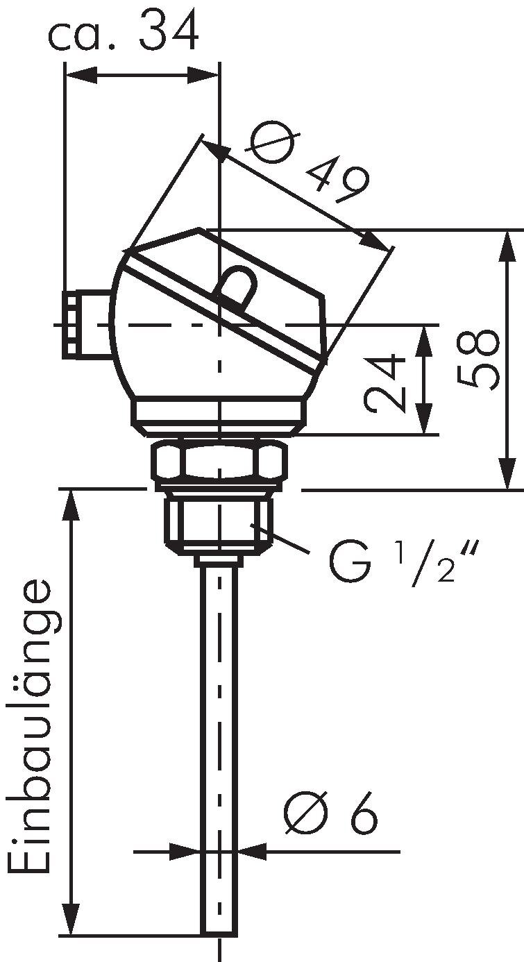 Zeichnung: Widerstandsthermometer mit kleinen Ansc