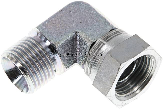 90°-Einschraubwinkel, 60°-Kegel, G 1/2", Stahl verzinkt