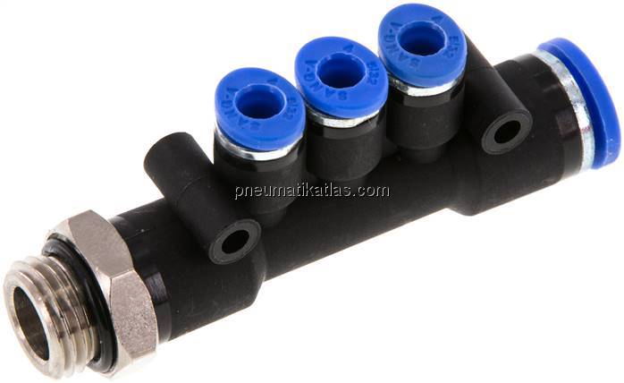 Steckanschluss-Mehrfachvert. G 1/4"-8mm-4mm, IQS-Standard