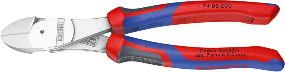Kraft-Seitenschneider verchromt mit Mehrkomponenten-Griffen 180mm KNIPEX