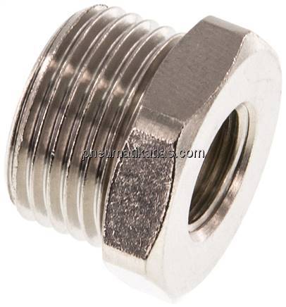 Reduziernippel G 3/8"(AG)-G 1/8"(IG), Messing vernickelt