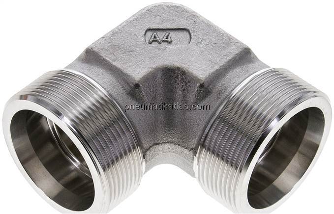 Winkel-Schneidringverschraubung 38 S (M52x2), ohne Mutter & Schneidring, 1.4571