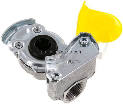 Fahrzeugkupplung M 22x1,5(IG), Bremse (gelb) für Zugmaschinen, DIN 74254 (mit Ve