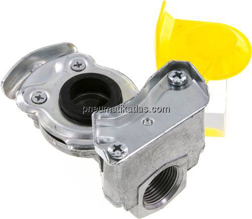 Fahrzeugkupplung M 22x1,5(IG), Bremse (gelb) für Anhänger, DIN 74342 (ohne Venti