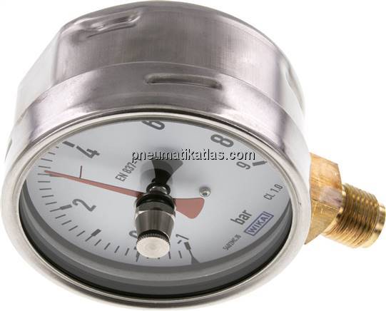 Manometer senkrecht (CrNi/Ms), 100mm, -1 bis 9 bar