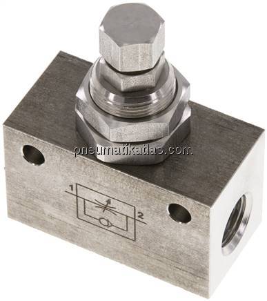 Drosselrückschlagventil, G 1/4", Edelstahl (Eco)