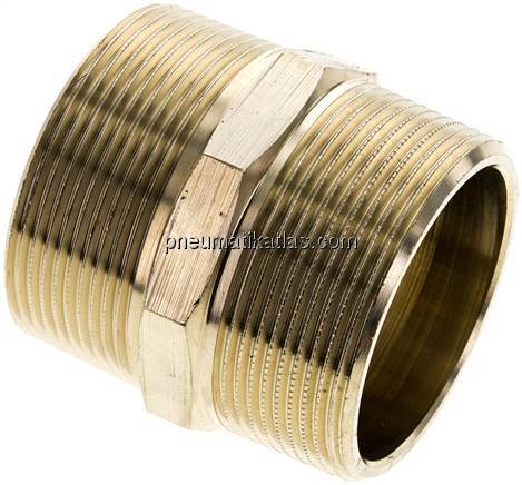 Doppelnippel R 2"-R 2", Messing/Rotguss