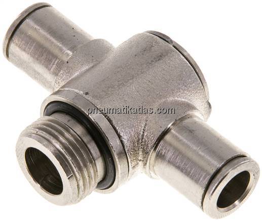 Kompakt-Steckanschluss, T-Stück, einfach, Messing vernickelt