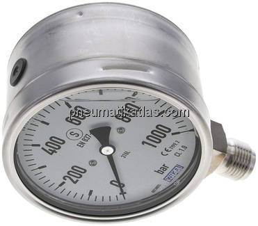 Gly.-Sicherheits-Manometer senkrecht,100mm, 0 - 1000 bar