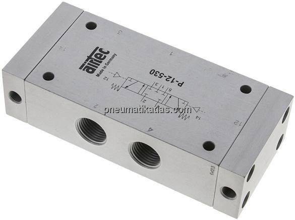 5/3-Wege Pneumatikventil, G 1/2", Mittelstellung geschlossen, Standard