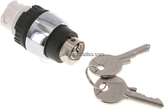 Betätigeraufsatz 22mm, Schlüsselschalter, 60° rastend mit 2 Schlüsseln (gleichsc