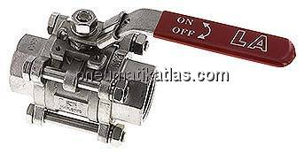 3-teiliger Edelstahl-Kugelhahn, NPT 1-1/4", 0 - 63bar