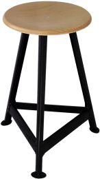 Bandstahlhocker Holz Rundsitz, RAL 9005 Dreibein, Höhe 600 mm Sitzfläche D 350 mm