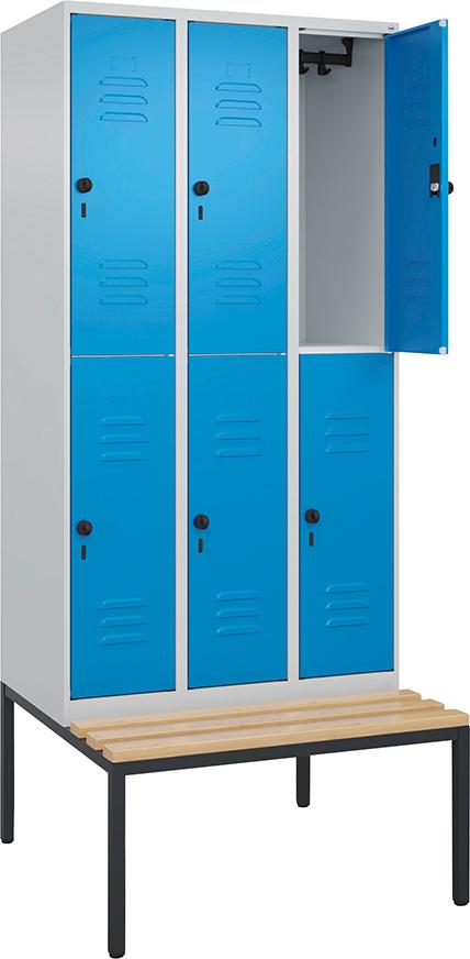 Spind Classic PLUS 3 Abteile H2120xB900xT815mm RAL7035/RAL5012 /P1G/7021