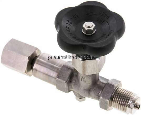 Manometer-Absperrventil G 1/2" Drehbare Muffe - Zapfen mit Schaft für Messgeräte